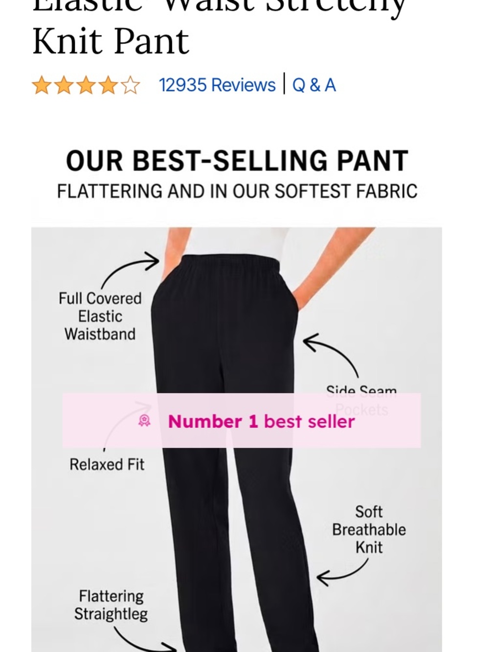 Woman Within Black ankle length  pant- 1X Petite